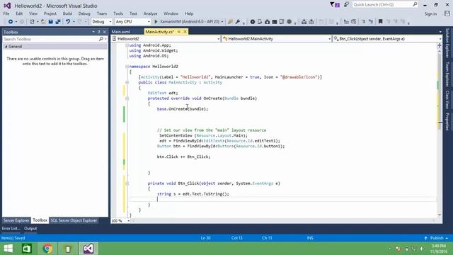 Xamarin Android: Button Events-EditText-TextView смотреть онлайн