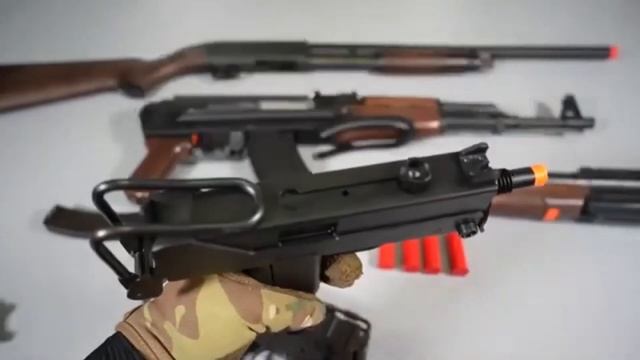 Blowback Airsoft Gun - AK47 - Mac10 - Vz61 - Double-Barreled Shotgun - Realistic Toy Guns Collectio