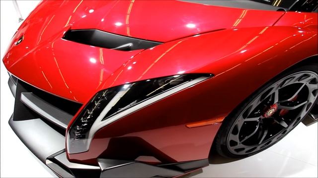 Dark Red Lamborghini Veneno Roadster LP750-4 смотреть онлайн