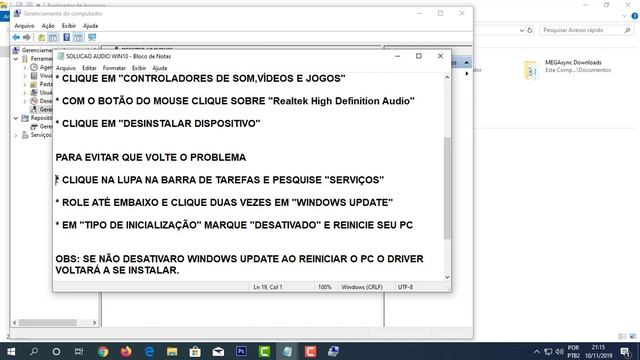 COMO RESOLVER PROBLEMA DE ÁUDIO CORTANDO,FALHANDO NO WINDOWS 10 смотреть онлайн