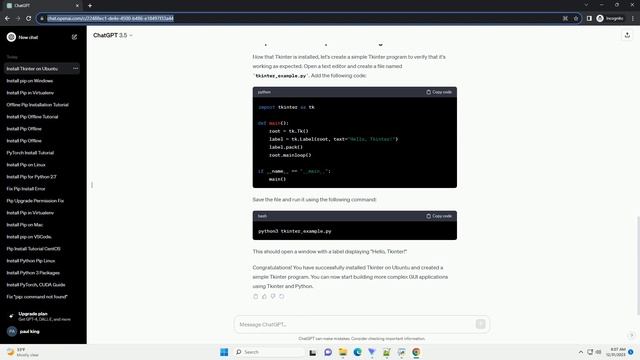 how to install tkinter using pip in ubuntu смотреть онлайн