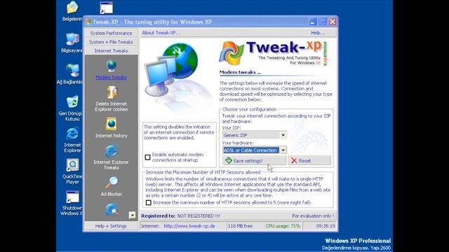 Windows XP Öğreniyorum 107: Tweak XP | Internet Tweaks | Modem Tweaks смотреть онлайн