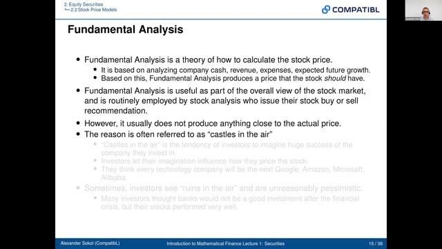 Mathematical Finance: Securities and Models - Lecture 1 - Alexander Sokol - CompatibL смотреть онлайн