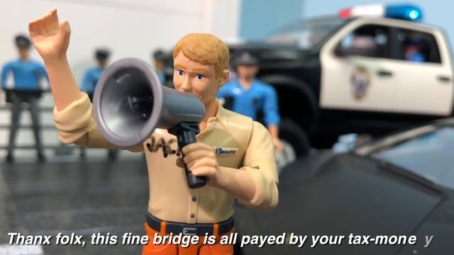 BRUDER TRUCKS Construction BRIDGE inauguration PARTY Bruder Police RC смотреть онлайн