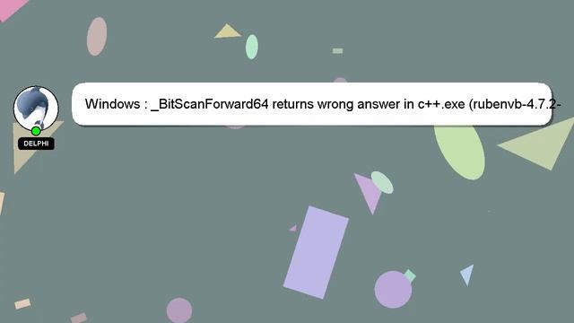 Windows : _BitScanForward64 returns wrong answer in c++.exe (rubenvb-4.7.2-release) смотреть онлайн