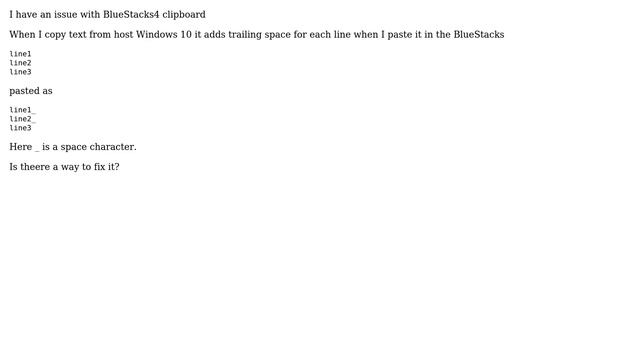 BlueStacks adds trailing space when paste text from clipboard смотреть онлайн