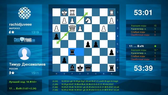 Chess Game Analysis: rachidjuveee - Тимур Дюсамалиев : 0-1 (By ChessFriends.com) смотреть онлайн