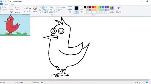 Bird Drawing, Red Bird Drawing, Easy Drawing in Windows Paint with Kids Rhymes Hickory dickory duck смотреть онлайн