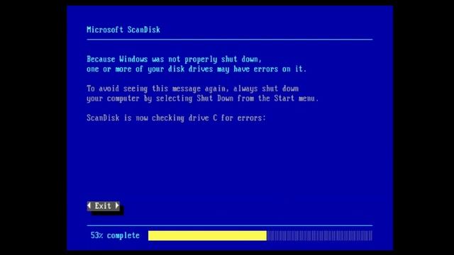 Windows 98 : "ScanDisk is now checking drive C for errors:" смотреть онлайн