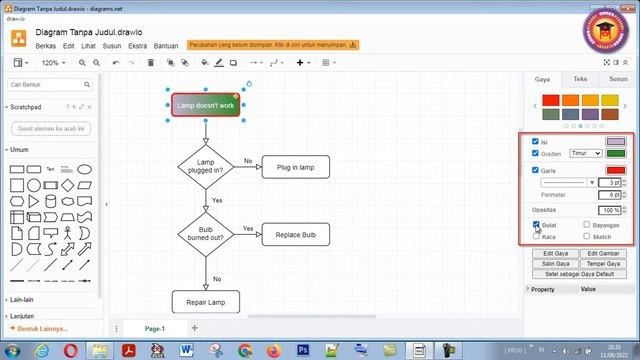 DRAW.IO TUTORIAL | 0004 - ID | MENGEDIT WARNA DAN BENTUK DIAGRAM DI DRAW.IO ( Diagram.net ) смотреть онлайн