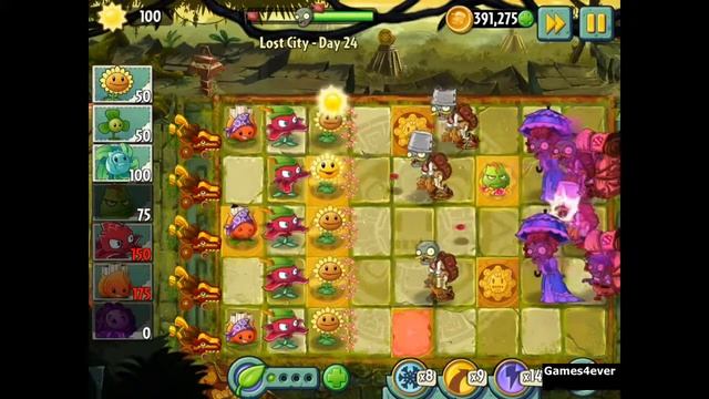 Plants vs Zombies 2 Lost City Part 2- Don't Trample The Flowers!!! (Day 24) IOS смотреть онлайн