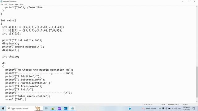 CREATE A PROGRAM TO PERFORM MATRIX OPERATIONS USING C смотреть онлайн