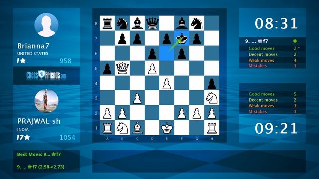 Chess Game Analysis: PRAJWAL sh - Brianna7 : 1-0 (By ChessFriends.com) смотреть онлайн