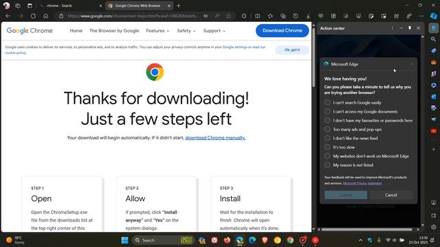 Browser Wars: Edge now asks you to take a Poll when installing Chrome смотреть онлайн
