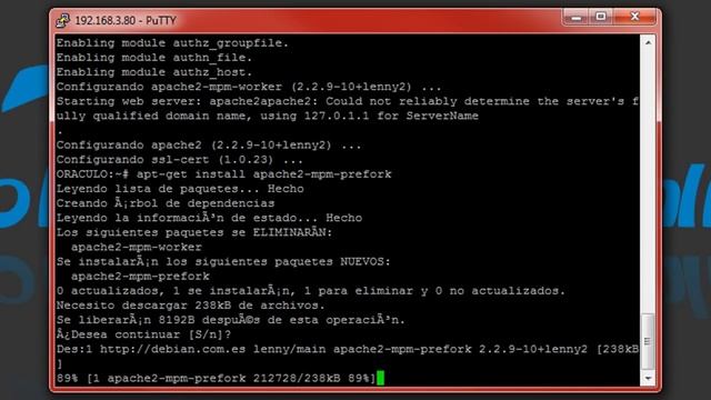 Servidor Web 5 - Instalación Apache 2 - Debian 5.0 смотреть онлайн