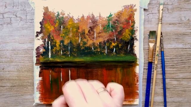 Как нарисовать ЛЕБЕДЕЙ НА ОЗЕРЕ гуашью | Рисуем осенний пейзаж смотреть онлайн