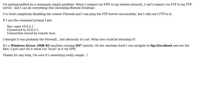 Can't connect to a local FTP - "Connection closed by remote host." смотреть онлайн
