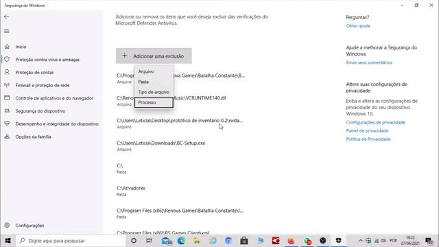 Aprenda a como fazer exclusões de pastas no Windows defender do seu Windows 10 смотреть онлайн