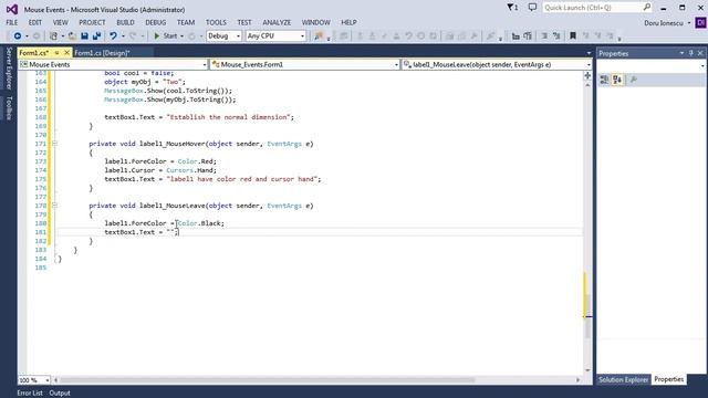 Third application with mouse events part 2 - Visual Studio C#(C Sharp) смотреть онлайн