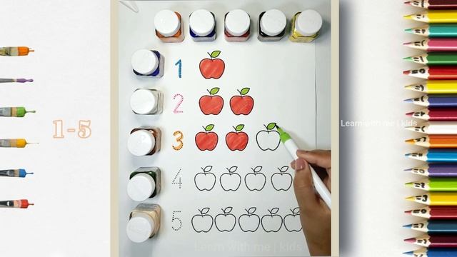 Learn To Write Numbers 1 - 5 With Examples Of Apple | ABCD