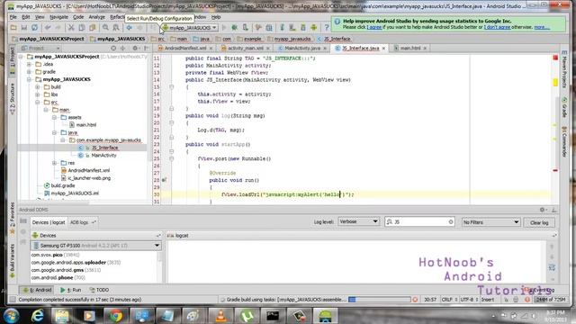 Android Studio App Dev Tutorial Series - Ep 7 P2 - Android Layout Bypass - JS/Java Communication смотреть онлайн