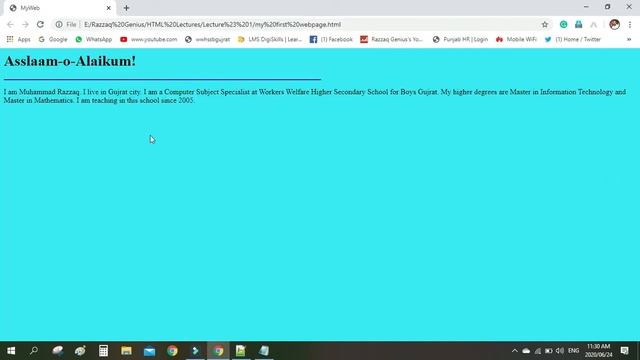Learn hr and br tags in HTML Lec#4 | Web Development | Razzaq Genius | смотреть онлайн