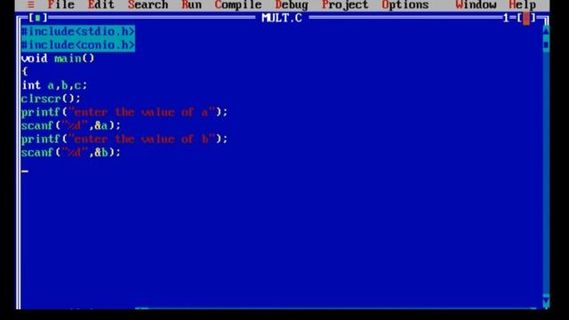 C PROGRAM MULTIPLICATION OF TWO NUMBERS| TURBO C COMPILER| BCA2022 | WINDOWS7,8,9,10,10PRO,11 смотреть онлайн