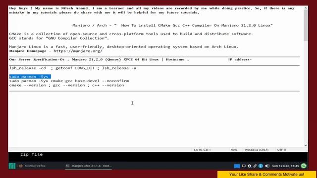 Manjaro / Arch - installing CMake Gcc C++ Compiler On Manjaro 21.2.0 Linux смотреть онлайн
