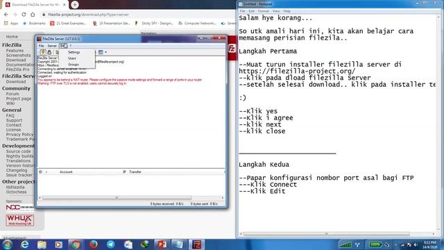 Tutorial :Pemasangan FileZilla Server untuk Proses Pemerhatian Port Number bagi Protokol FTP смотреть онлайн