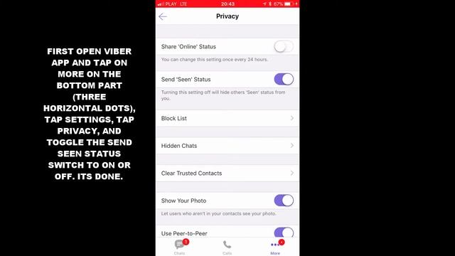 HOW TO DISABLE OR ENABLE SEND SEEN STATUS IN VIBER APP (IOS) смотреть онлайн