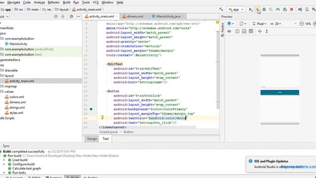 How to create a Button, EditText and Toast in Android - Android Studio смотреть онлайн