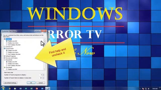 How To Remove "Help and support" From The Start Menu In Windows 7 смотреть онлайн