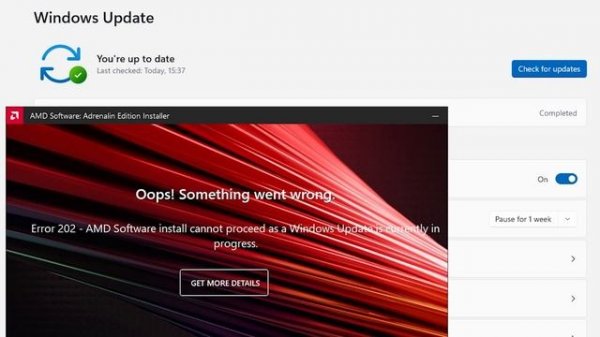 Oops! Something went wrong Error 202 – AMD Software Installer Cannot Proceed as a Windows Update Fi