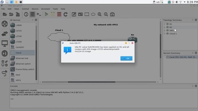 18 GNS3 setup VPCS topology смотреть онлайн
