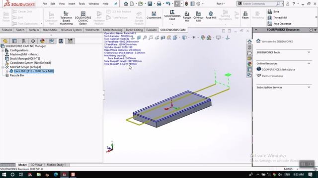 Solidworks CAM Facing tool path | Solidworks 2019 Cam tutorial In hidi смотреть онлайн