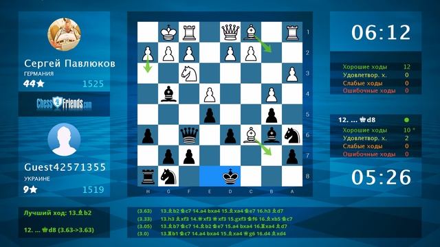 Chess Game Analysis: Сергей Павлюков - Guest42571355 : 0-1 (By ChessFriends.com) смотреть онлайн