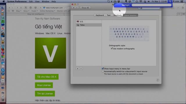 Hướng dẫn cài bộ gõ tiếng Việt cho Mac OS X 10.9 Mavericks смотреть онлайн