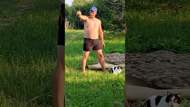 Застыли с котом и мышью!