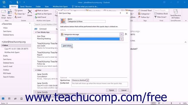 Microsoft Outlook 2016 Training for Lawyers: Using Quick Steps in Outlook Tutorial Lesson смотреть онлайн