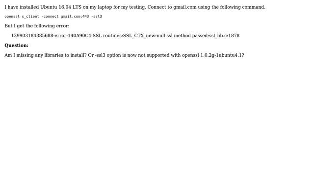 openssl s_client -connect gmail.com:443 -ssl3 not working смотреть онлайн