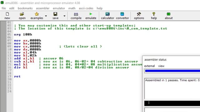 Lab 2: 8086 basic arithmetic operations || 8-bit || 16 Bit || Direct addressing смотреть онлайн