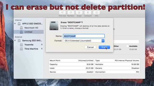 Help Needed! Can't Delete BootCamp Partition on OS X 10.11.2 El Capitan смотреть онлайн