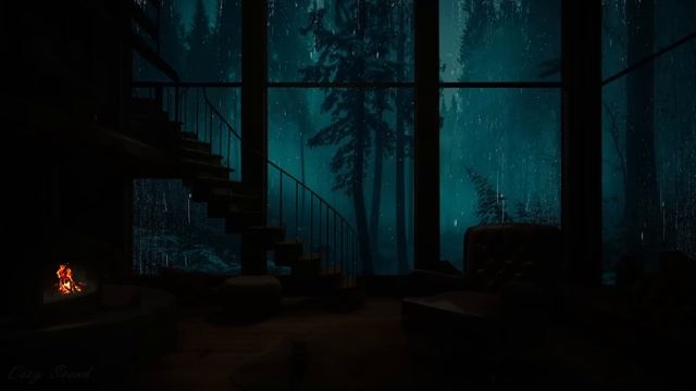 Shelter from heavy rain under an old Window by a Cozy Fireplace - warm up & sleep during the rain☔️ смотреть онлайн