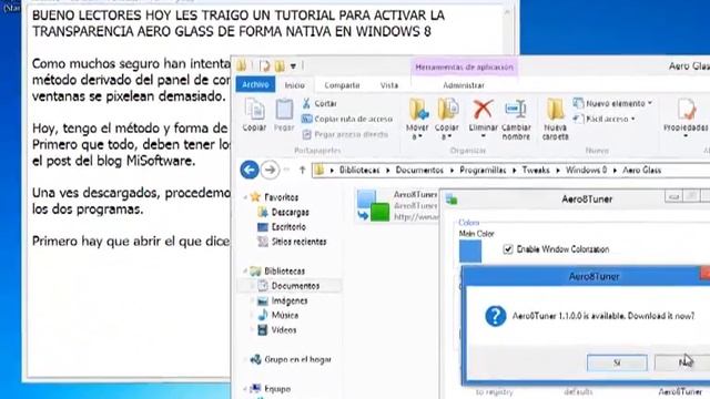 Activar Aero Glass en Windows 8 sin pixelearse - MiSoftware смотреть онлайн