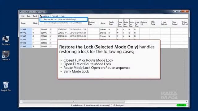 Cencon 5 Software Operation - Restore Deleted Replaced Lock History Report смотреть онлайн