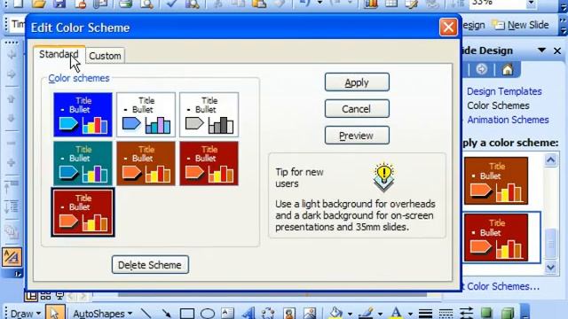 PowerPoint 2003 Tutorial Change Custom Color Scheme to Standard Microsoft Training Lesson 23.3 смотреть онлайн