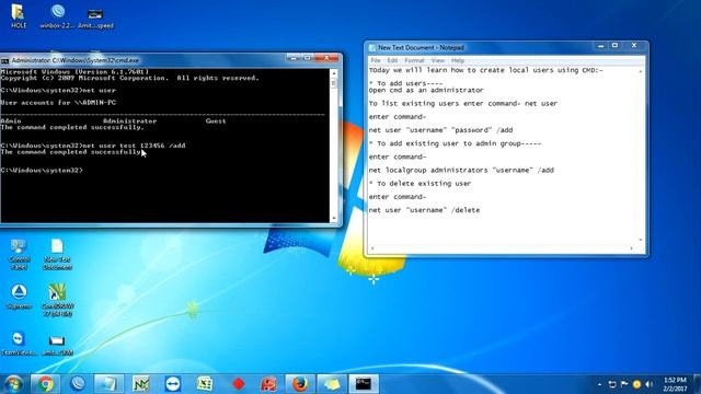 How to create, delete local users on windows 7 using cmd смотреть онлайн