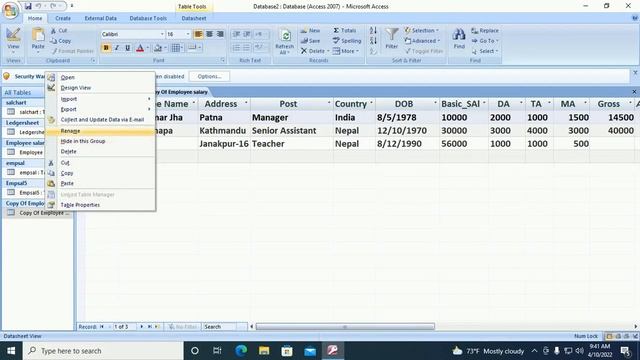 MS Access 2007:-Copy, Rename and Delete the MS-Access database table in Hindi смотреть онлайн