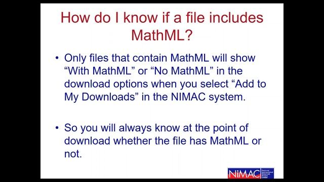 NIMAC MathML Download Options смотреть онлайн