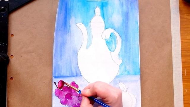 Как нарисовать КУВШИН и ФРУКТЫ | Рисуем НАТЮРМОРТ | Простое построение кувшина для начинающих смотреть онлайн